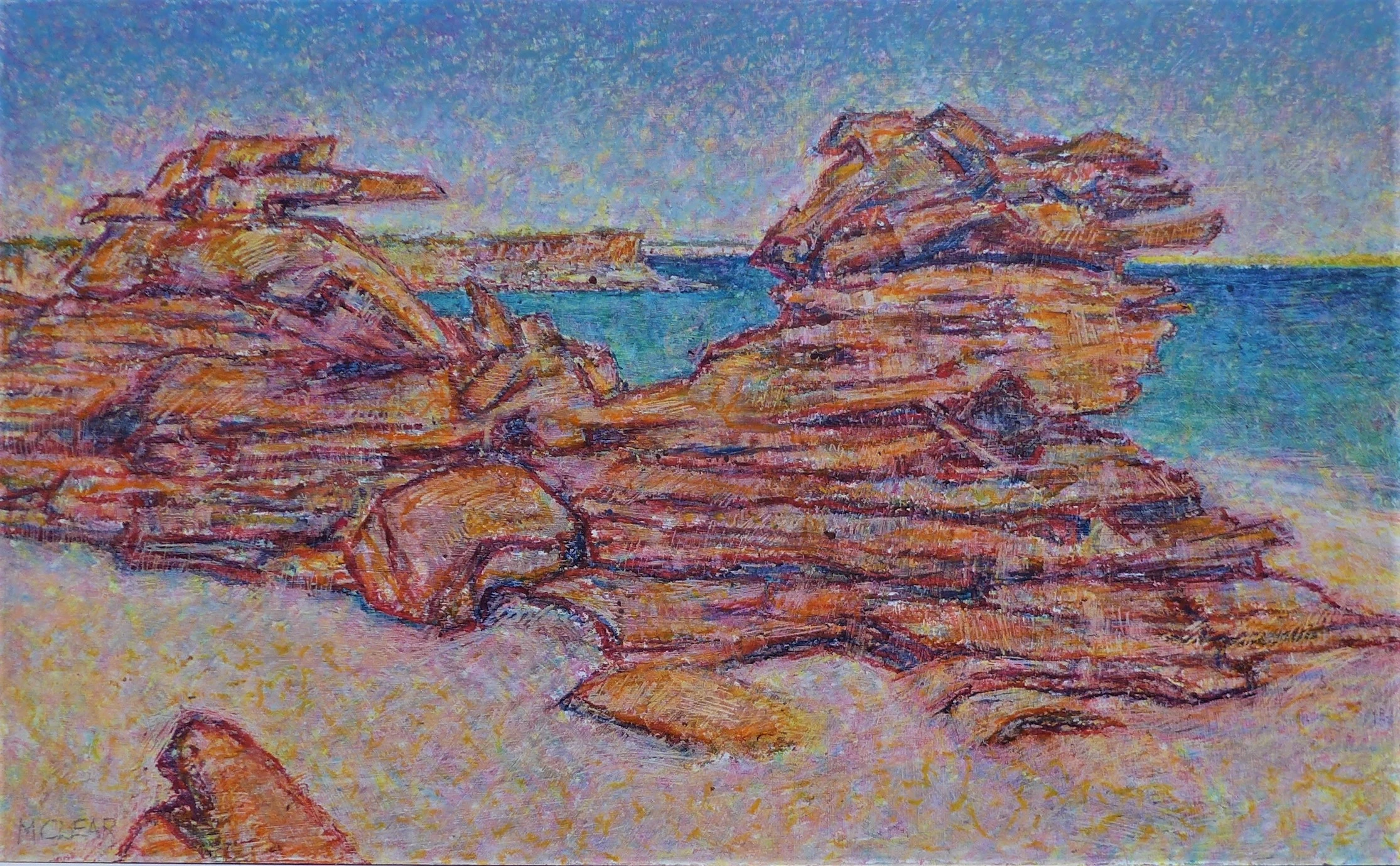 Barnhill Station Beach, Kimberley mixed media on MDF panel 22 x 45cm